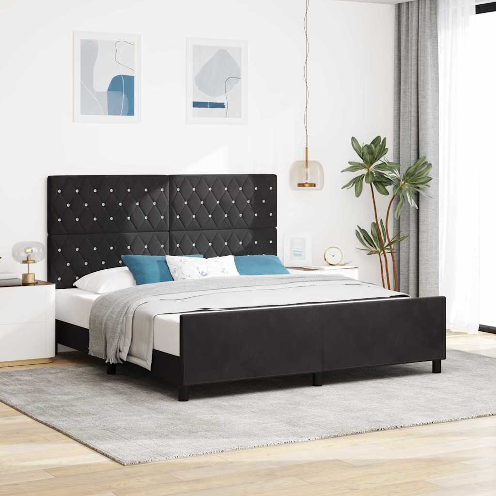 Boxspring Bed with Headboard Black 180 X 200 Cm Velvet