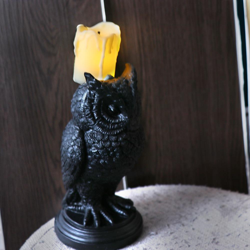 Gothic Crow Candle Holder Resin Owl Candle Stick  Halloween Atmosphere