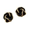 Elegant 3D Camellia Studs Earrings Portable Accessory for Women Stylish Black Tone with Sturdy Alloy Materials