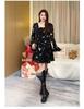 2025 Spring Fashion Print Chiffon Dress with Flared Sleeves for Plus Size Women