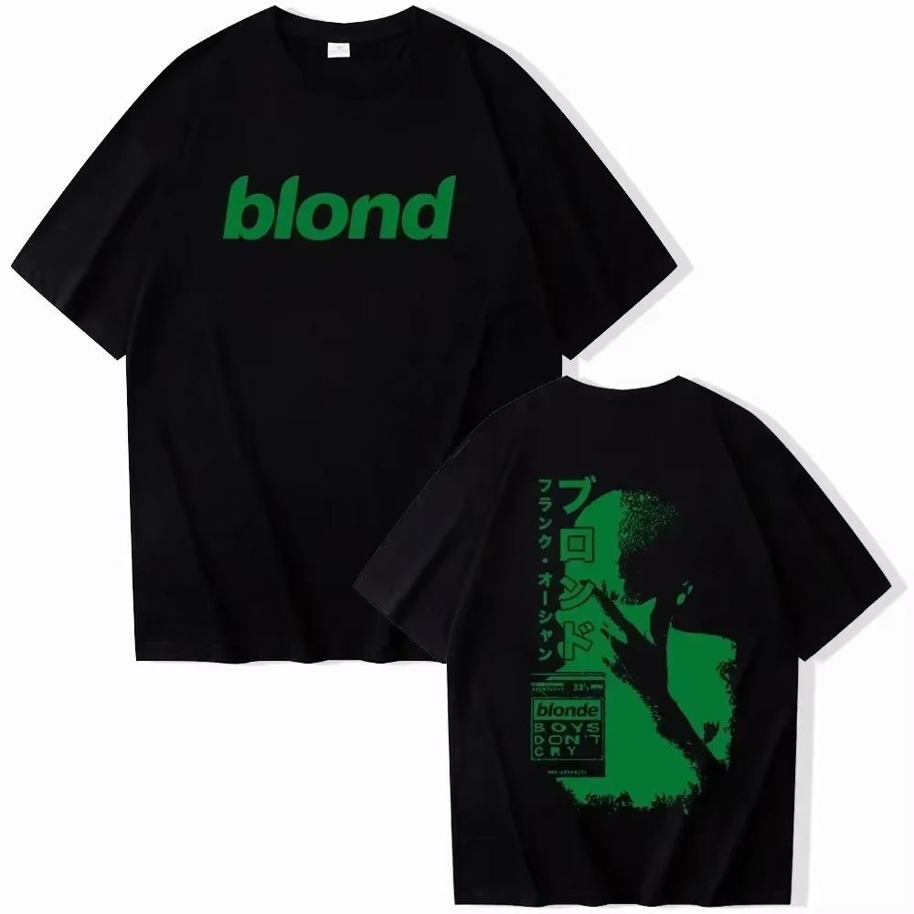 Streetwear Rapper Frank Double Sided Print T Shirt Rap Men's Blond Hip Hop Tshirt Ocean Oversized Women Casual Pure Cotton Tees