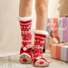 Winter Warm Socks Women Penguin Plush Soft Female Non Grip Floor Slippers Short Sock Fuzzy Fluffy Deer Elk Bear Christmas Gift