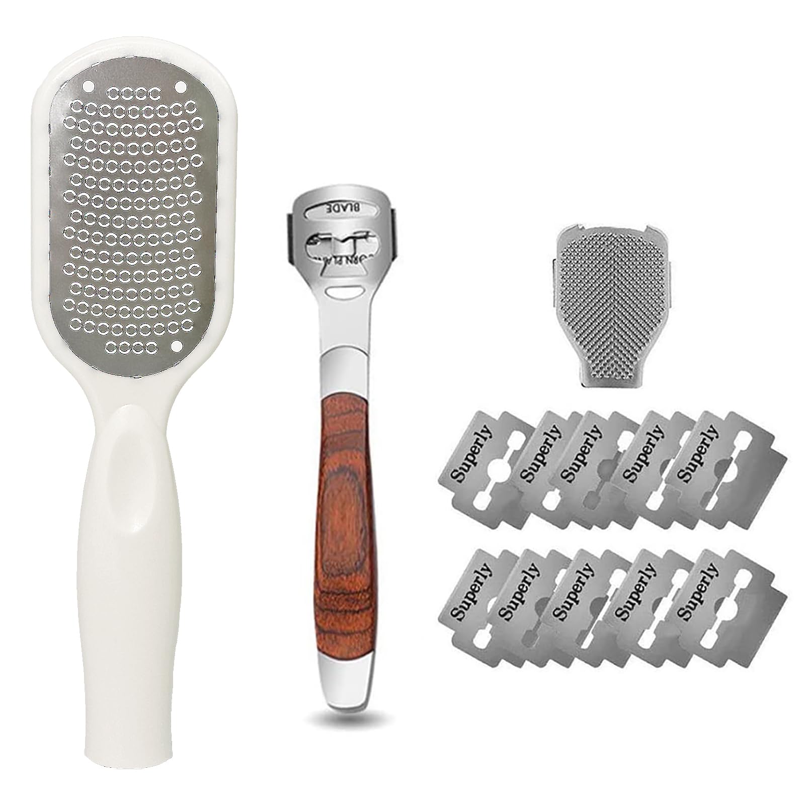 

Tribetter Callus Heel Cuticle Care Corn Foot for Wet and Dry Feet 10 Replacement Remover, File, Set, Remover, Care, Washable, [Includes Blades] белый