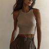 Knitted Vest Women Summer Solid Colour Slim Threaded Inner Tops Short Y2K Vests