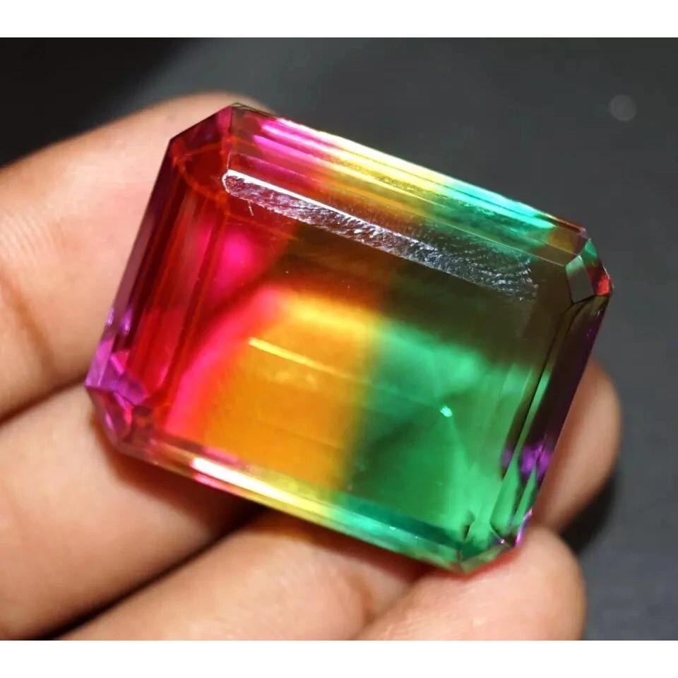 Fabulous Tourmaline Multi-Color Natural Emerald Cut 78-80 Ct Certified Gemstone