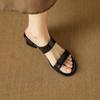 Krazing Pot Mules Cow Skin Thick Heels Peep Toe Street Wear Summer Size 42 Concise Style Elegant Women Sandals