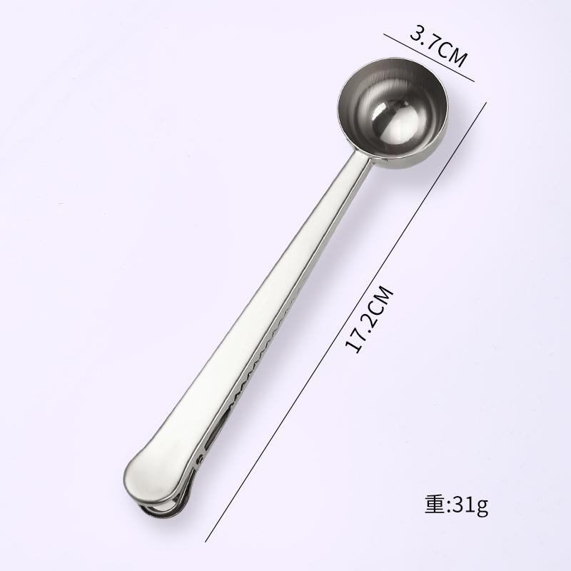 

2 в 1 ложка-лопатка для кофе из нержавеющей стали с зажимом для герметизации, серебряные кухонные принадлежности с зажимом для герметизации, кухонные принадлежности в подарок серый