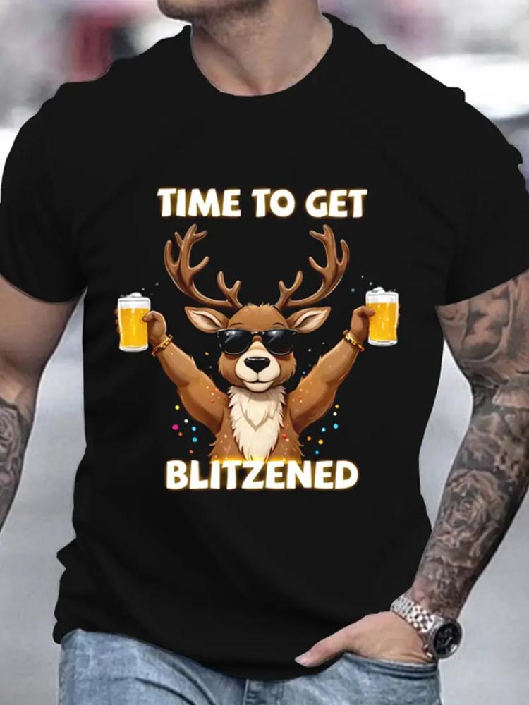 Men's Clothing Christmas Funny Shirt Short Sleeve Tee Shirt Men Tops Round Neck Santa Claus Tshirt Harajuku Loose Men T-Shirt