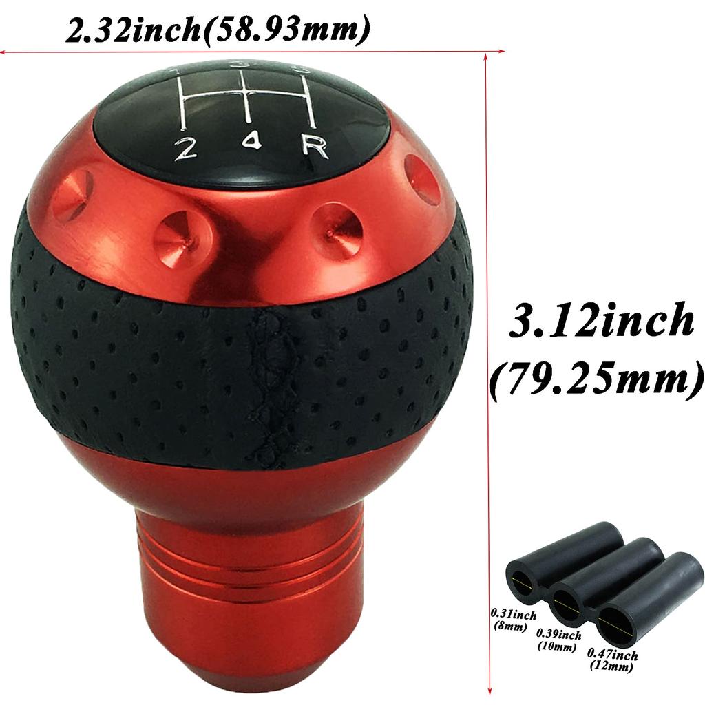 Abfer Manual Shift Universal Car Gear Stick Shifter Head for Automotive Interior and 5-Speed Knob, (Black Red)