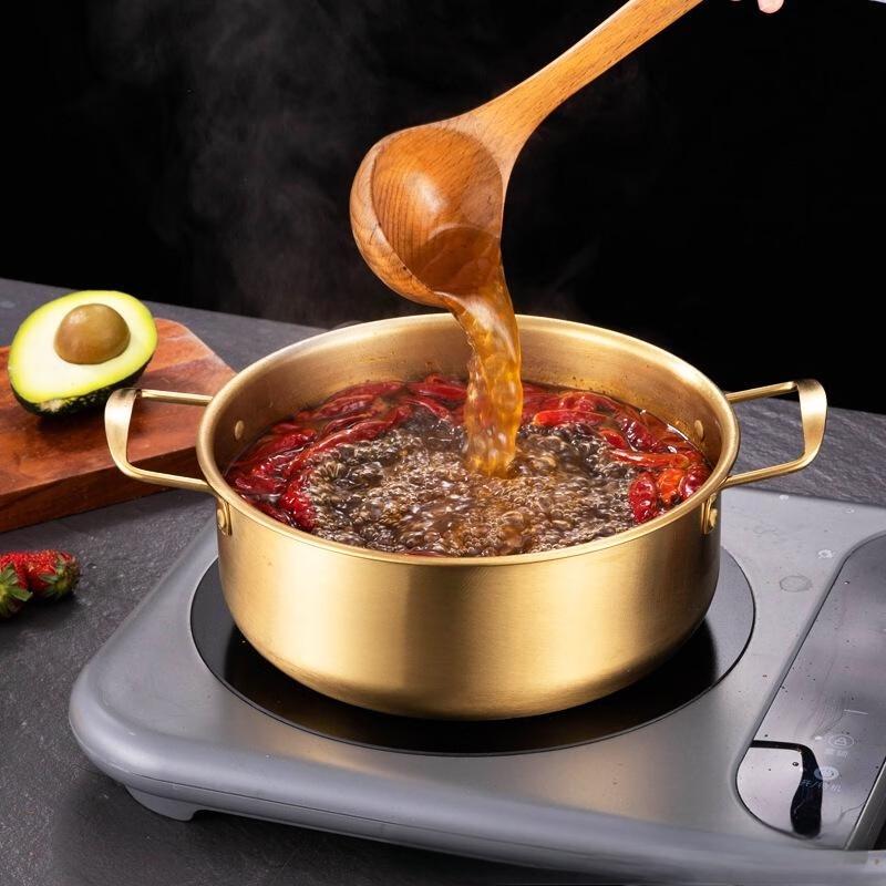 JINGRUIXIANG Golden Stainless Steel Korean Noodle Pot Set