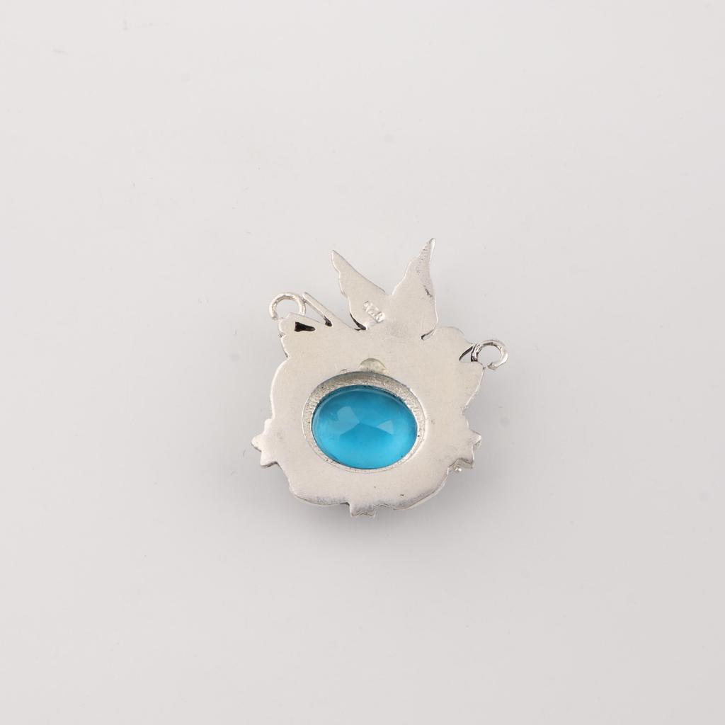Swiss Blue Topaz Gemstone 925 Sterling Silver Women Jewelry Bird Pendant 0.5" For Gift CP-43-7