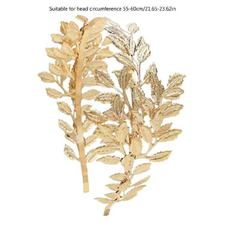 Elegant Gold Leaf Headband for Bride Tiaras Crowns Hair Vine Hairhoop for Wedding Party Formal Occasion Hair Styling Tool