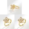 Geometric Flower Zircon Adjustable Ring For Women With Electroplated Copper Hand Jewelry