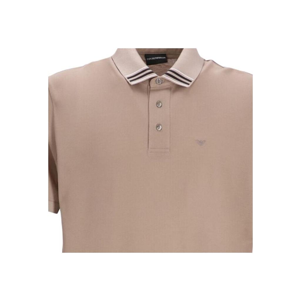 Emporio Armani Logo Pattern Short Sleeve Polo Shirt Men Tops Camel EM000854-AF12955-U6167