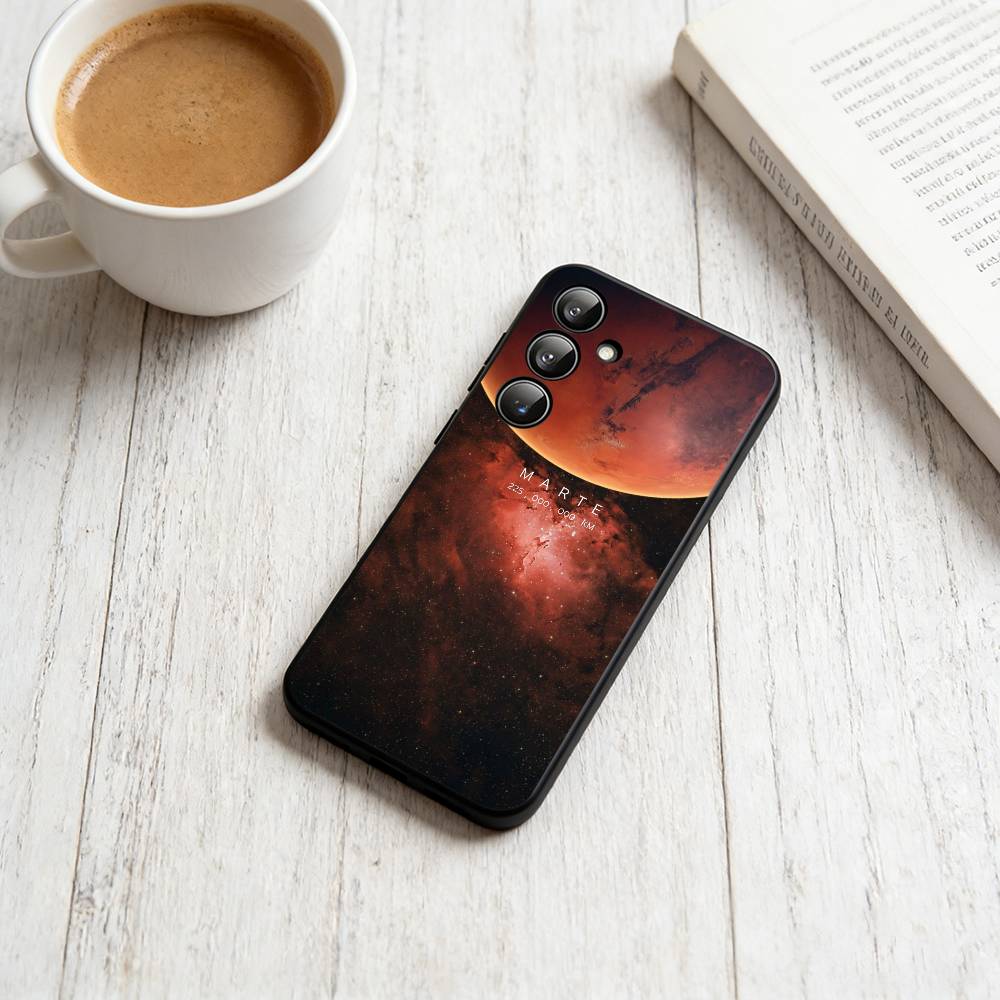 Die acht Planeten im Weltall Handyhülle Schwarzes Silikon Weich Für Samsung Galaxy A73,A72,A71,A70,A53,A52,A51