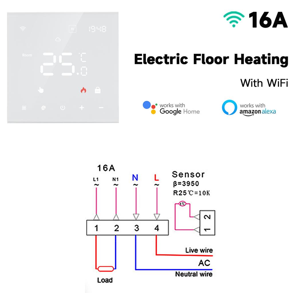 Tuya Smart Home Wifi Heating Thermostat Floor Heating Water Gas Boiler Temperature Thermoregulator Google Home Alexa Alice