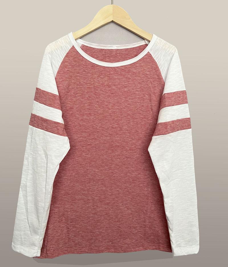 Multicolor Stripe Patchwork Long Sleeve Round Neck T-Shirt