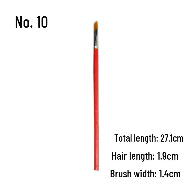 Red Handle Nylon Bristle Brush for Oil, Watercolor, and Acrylic Painting