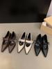 Single shoes 2024 new spring and autumn pointed high heels thick heel Mary Jane French retro small leather shoes single shoes women's shoes
