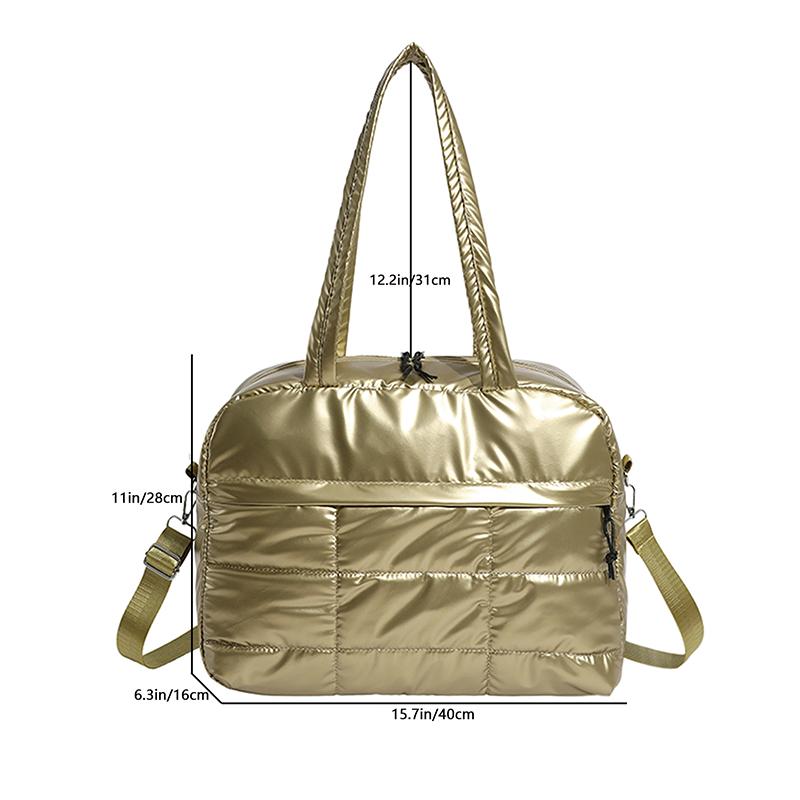 Quilted Solid Color Padded Travel Bag Portable Stylish Large Capacity Handbag for Women Sports Work & Everyday Use