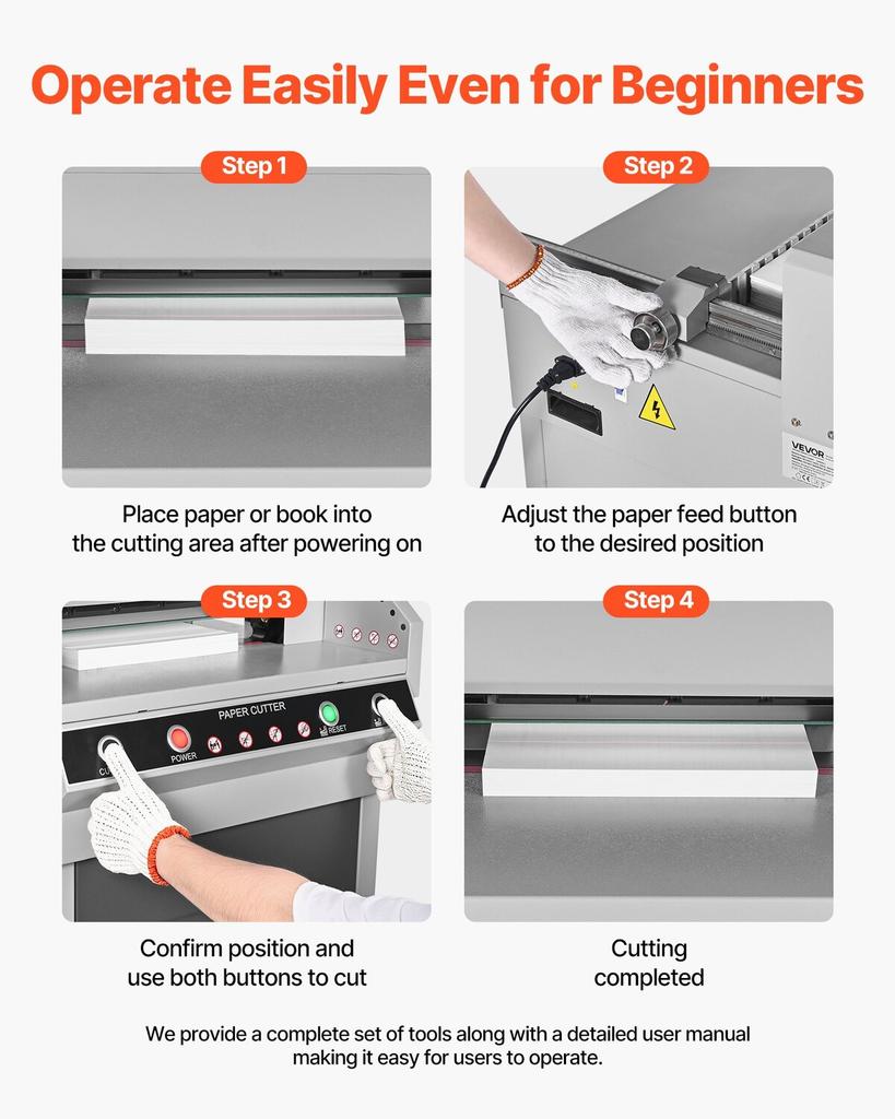Electric Paper Cutter, Heavy Duty Metal Paper Cutter Machine, 450 mm Cutting Width, 40 mm Cutting Thickness, Electric Guillotine Trimmer with Infrared