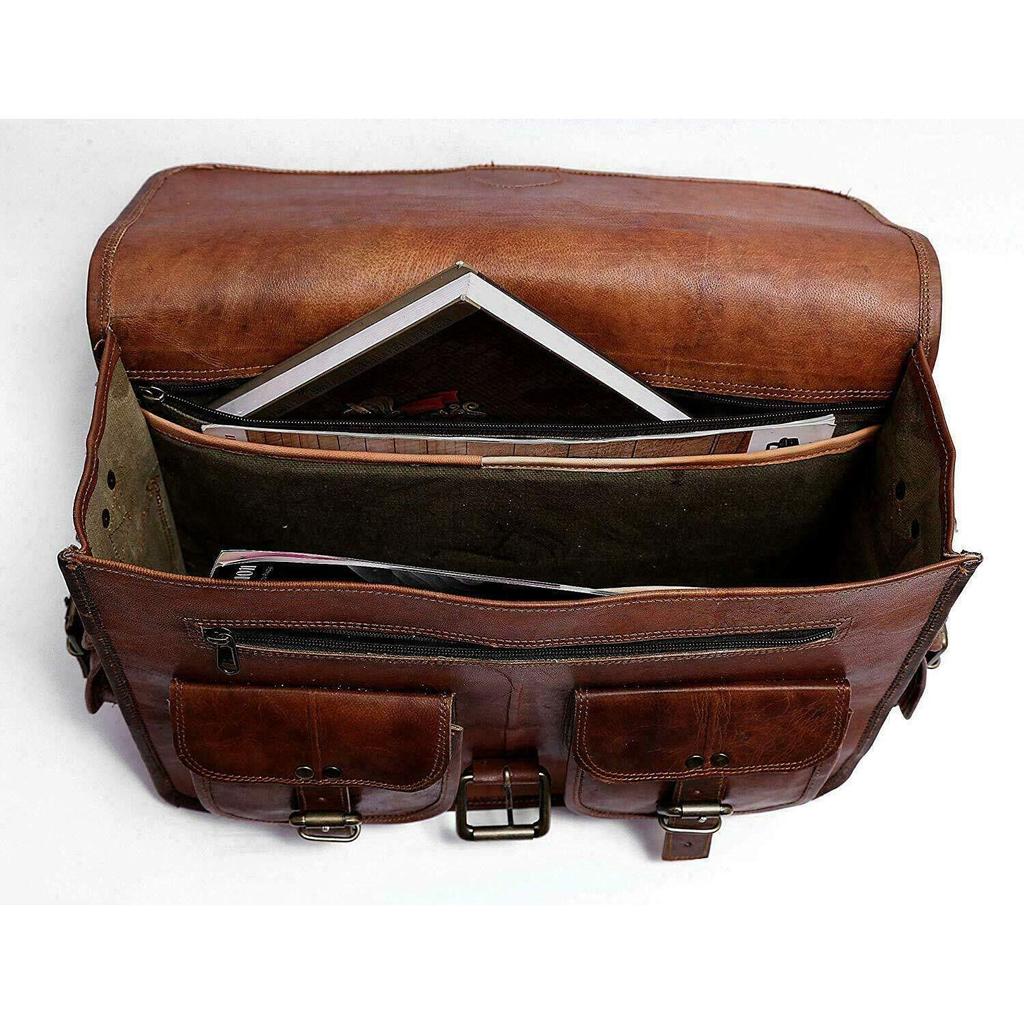 Men's Vintage Leather Messenger New Laptop Briefcase Satchel Bag Dark Brown