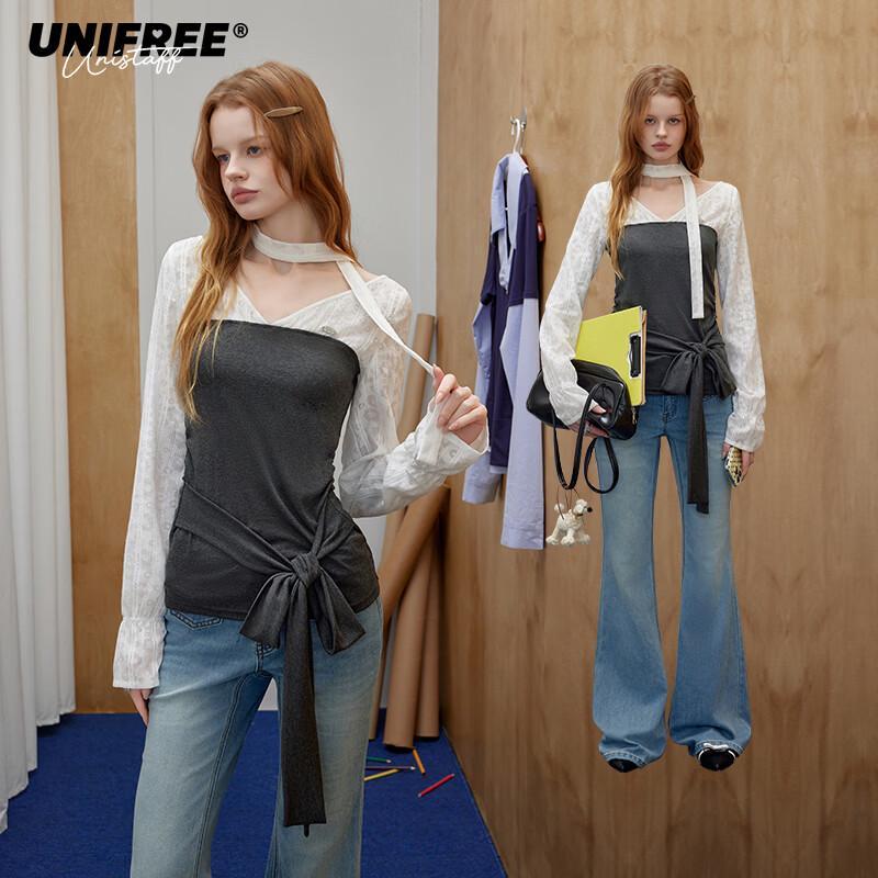 unifree Рубашка большого размера во французском стиле с поясом-галстуком. 2XL