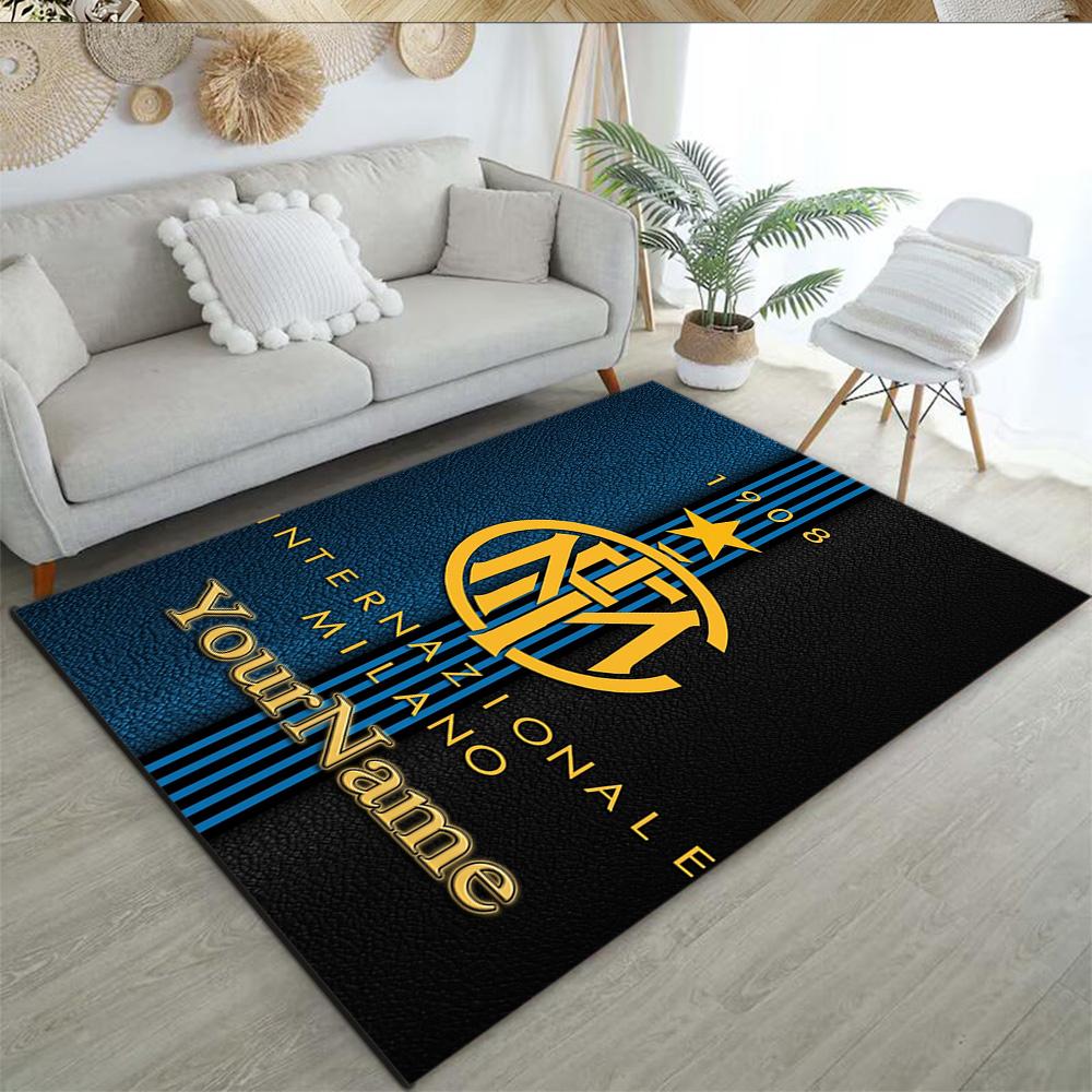 Inter Milan Personalized Name Carpet Perfect for Entryway Study room Foyer Hallway Antislip Carpet Anime Office Decor Perfect Gift for Friends & Famil