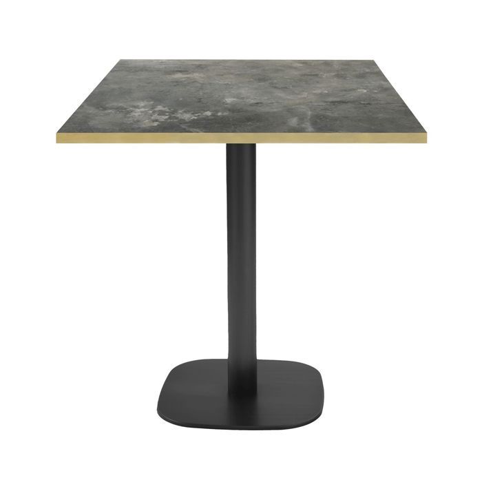 Table 70 X 70 Cm - Round Model Metallic Stone Brass Edges