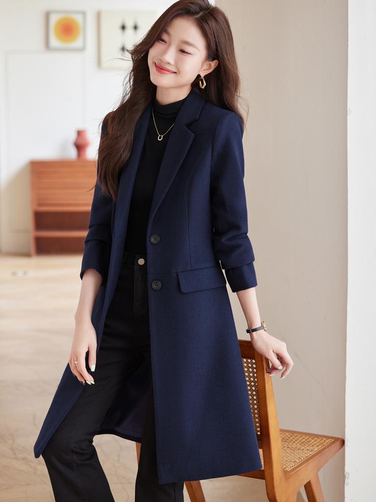 Women's High-End Two-Button Wool Tweed Suit Coat - Autumn/Winter 2024 Professional Trench Outerwear.