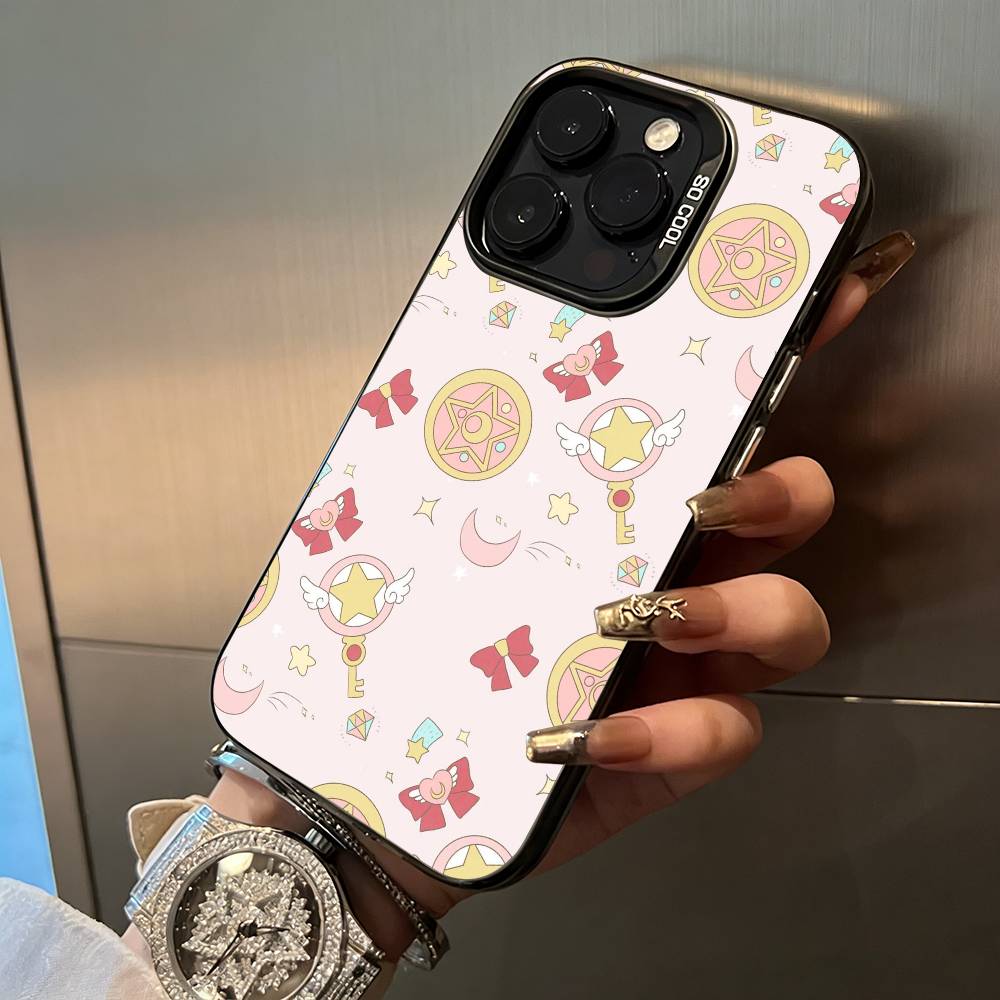 Anime cards-girl-sakura Phone Case For iPhone 17,16,15,14,13,12,11 Plus Pro Max Colored Silver Phone Case