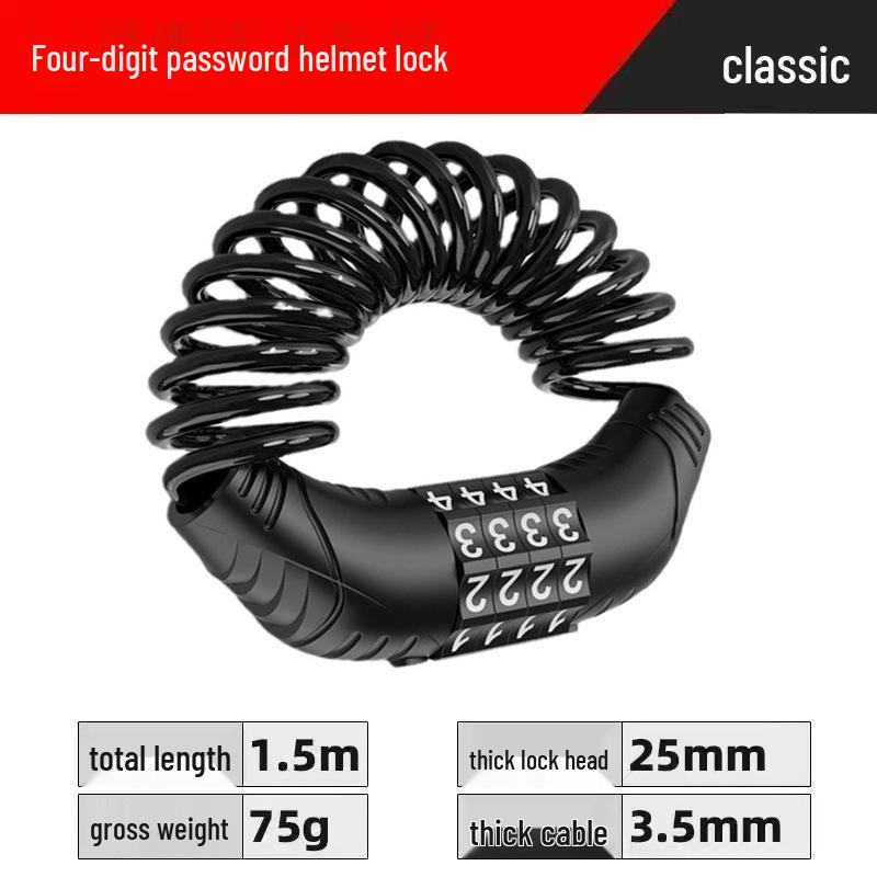 Anti-theft Cartoon Cow Combination Lock - Portable Motorcycle & Mountain Bike Helmet Retractable Steel Wire Lock