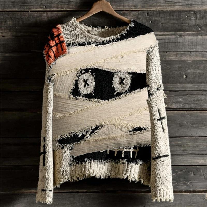Fashion Women Halloween 3D Pattern Sweatshirt Crew Neck Long Sleeve Loose Casual Pullover