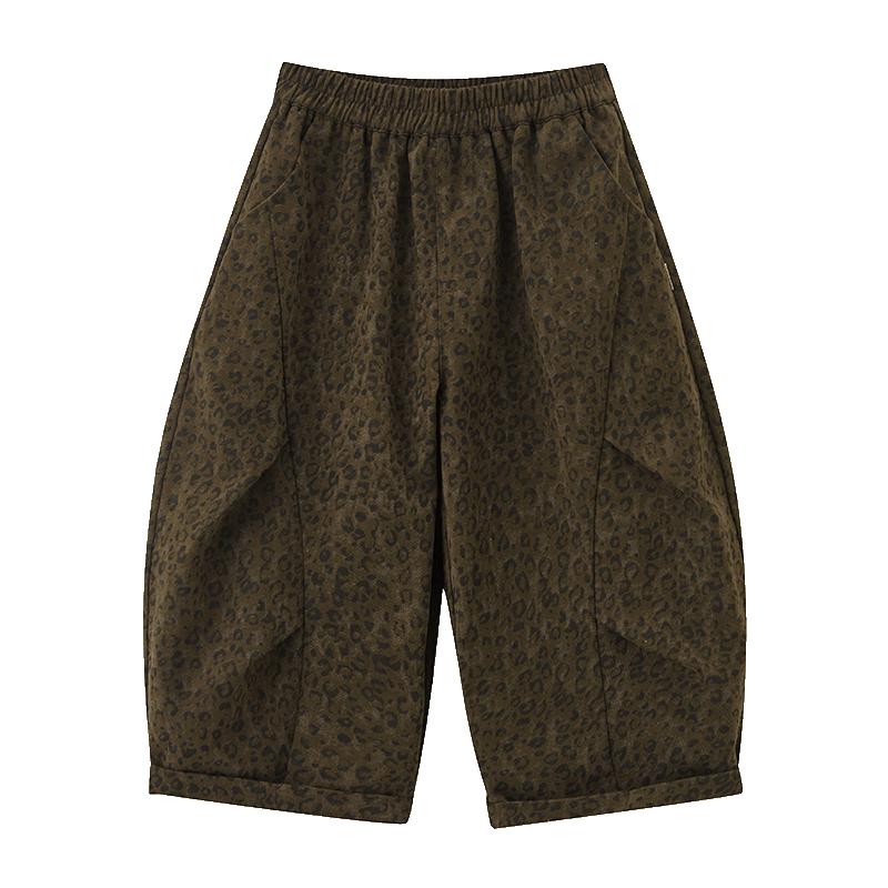 ASK JUNIOR Kids Leopard Print Washed Casual Long Pants 120