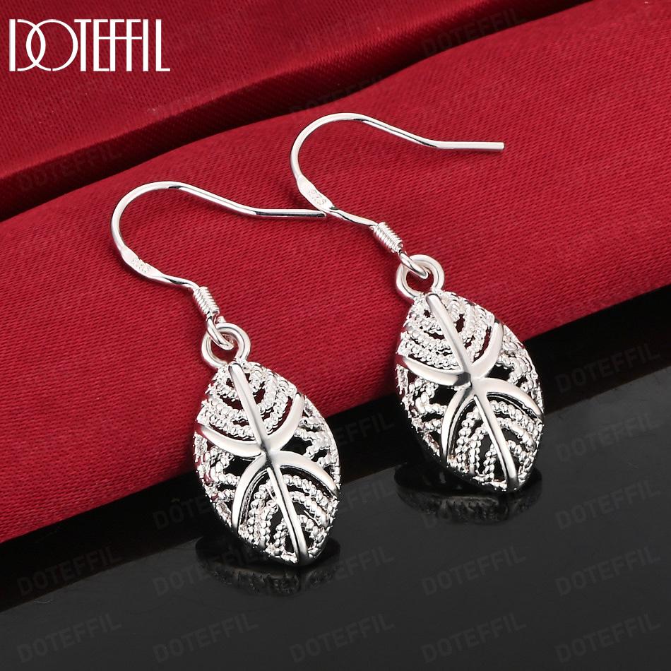 925 Sterling Silver Openwork Leaf Pendant Earrings - Beautiful Gift Jewelry