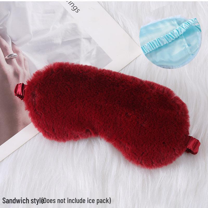 Blackout Rabbit Fur Sleep Mask - Soft, Breathable, Skin-Friendly, Plush Imitation Silk for Autumn/Winter Eye Protection.