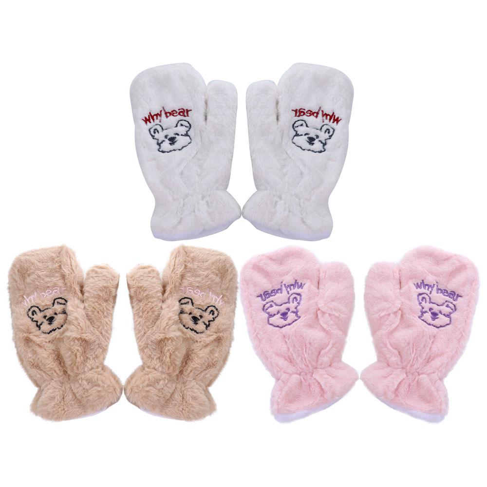 Cute Sweet Girls Thicken Women Warm Mittens Full Finger Plush Gloves Bear Gloves
