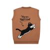 Kawaii Cat Jacquard Knit Vest V-Neck Loose Fit Sweater Teens Unisex