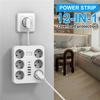 2500W 12-in-1 Surge Protector Multi-Socket with 6 AC Outlets + USB-A Ports + 2 Type-C Multi-functional Power Strip European Plug