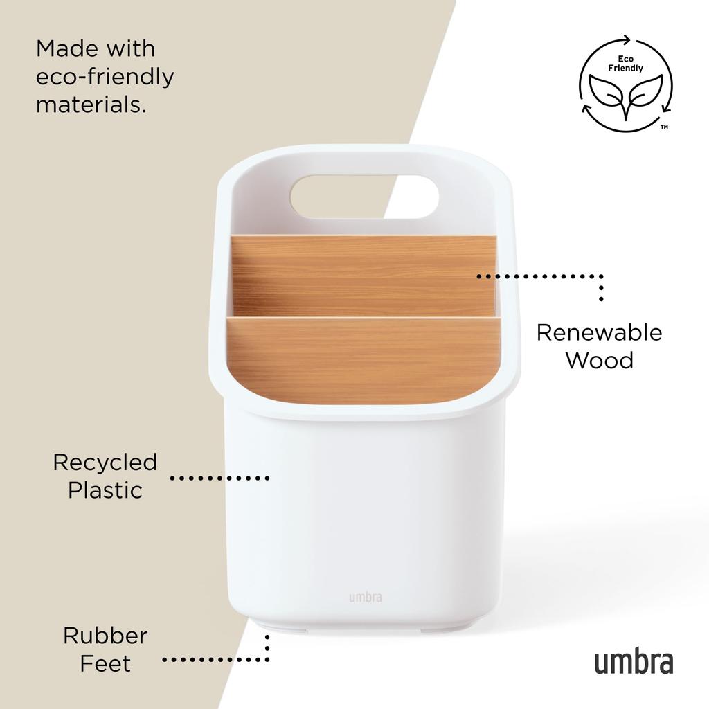 Official Umbra Bellwood Utensil Stand, White/Natural, Kitchen Storage