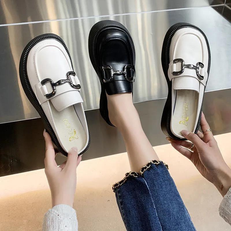 British style popular bag head slippers women's buckle spring and autumn jk with skirt muffin bottom Korean version trendy ins slippers