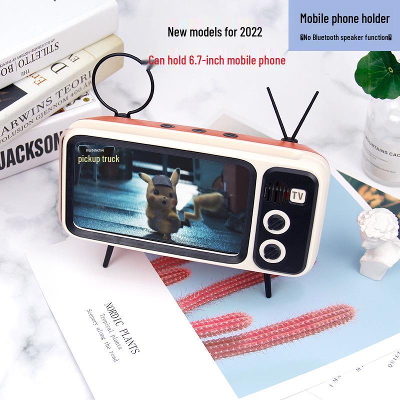 Retro TV Style Bluetooth Speaker and Phone Holder Stand