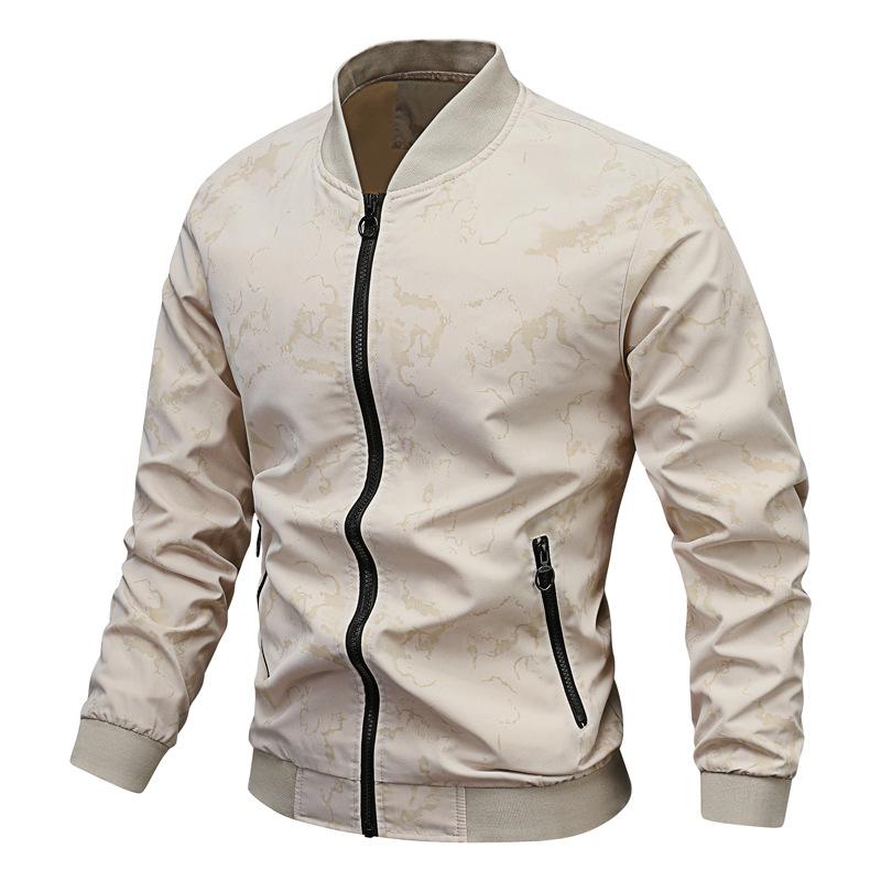 Jacket Men's Spring and Autumn New Stand-up Collar Middle-aged Men Wear Long-sleeved Jackets Versatile Casual Trendy Fashion Men's Clothing
