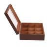 2X Wooden 9 Grids Tea Box Tea Bags Container Storage Box Square Gift Box Case Transparent Top Lid J