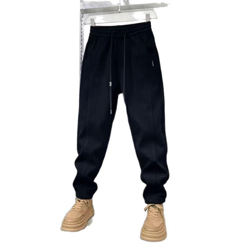 Winter new high-luxury European cotton lint twill thickened and piled cold-resistant, windproof and warm casual pants straight-leg pants