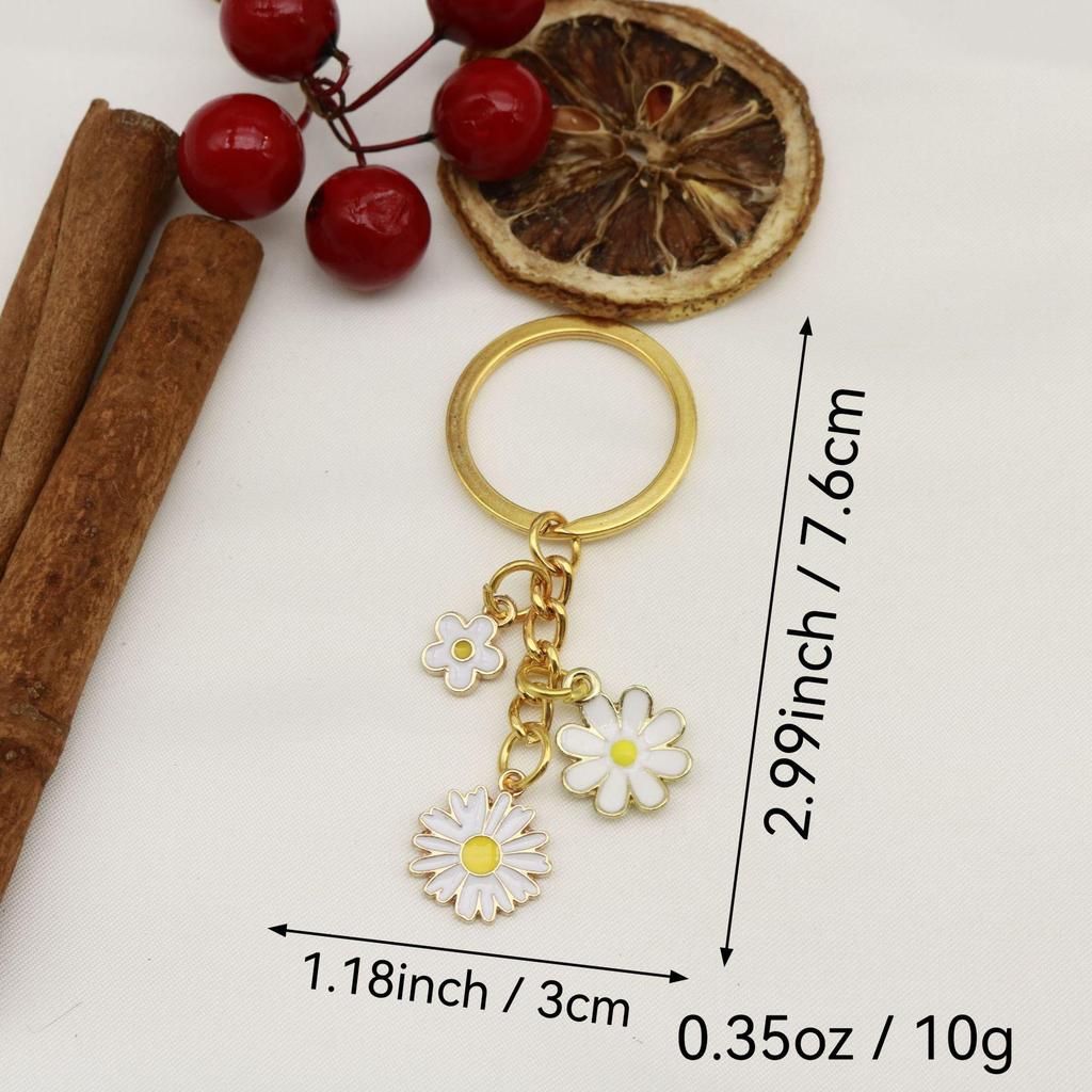 Daisy Enamel Flower Keychain Pendant for Bags & Phones