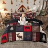 Homewish Deer Bear Plaid Duvet Cover Set 2Pcs/3Pcs Rustic Farmhouse Lodge Cabin Bedding Set Hunting Moose Bed Set