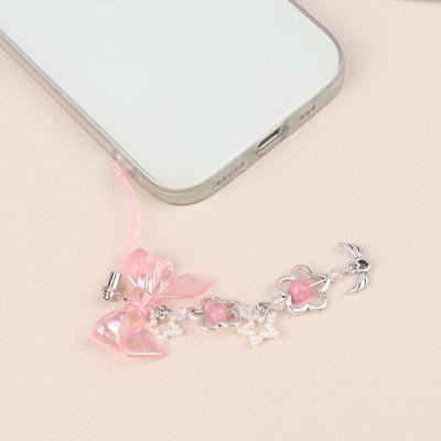 Clear Heart Bow Knot Pendant Phone Charm Strap Camera Lanyard Sweet Cool Girl Jewelry