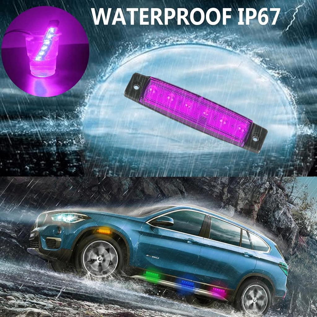 10 Pcs Purple LED Rock Strip Lights,Wheel Well Underglow Lighting Kits,Car Rock Lights Exterior Side Marker Lights For Wrangler Truck Golf Cart RV RV