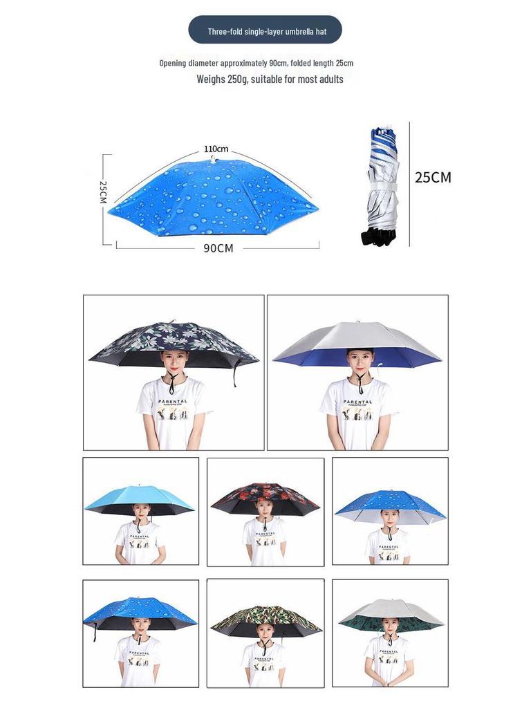 Double-Layer Sun/Rain Umbrella Hat for Adults, UV Protection, Fishing, & Tea Picking